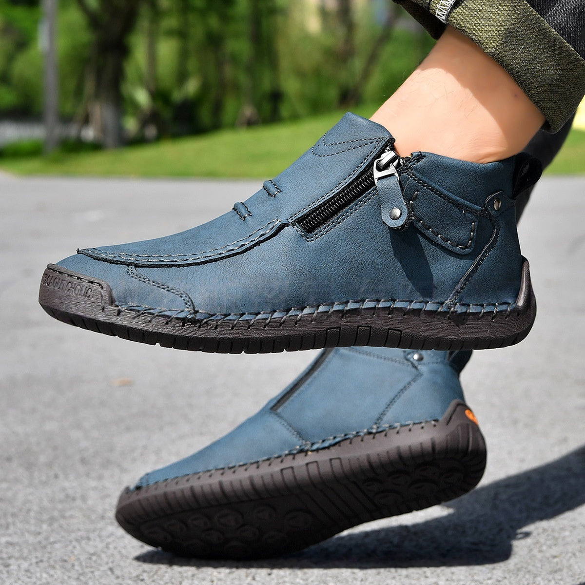 Men's Flats Ankle Boots; Casual Side-zipper Boot Temperament Commuter Shoes