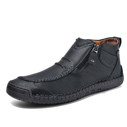 Men's Flats Ankle Boots; Casual Side-zipper Boot Temperament Commuter Shoes