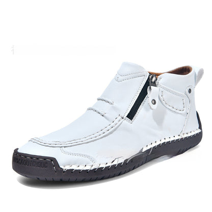 Men's Flats Ankle Boots; Casual Side-zipper Boot Temperament Commuter Shoes
