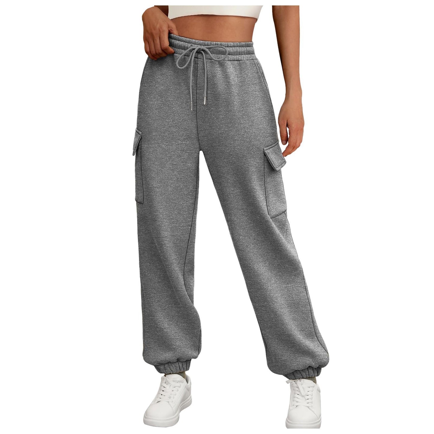 Women's Sweatpants Fleece Lined Baggy Athletic Jogger Trousers With Pockets Fall Casual Trendy Cargo Pants Fall Outfits