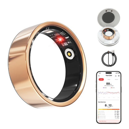 Health Smart Ring, Fitness Tracker, With Heart Rate, Blood Oxygen, Heart Rate Variability, Sleep Monitoring, Step Count, IP68 Compatible With IPhone And Android, No Subscription Fee Required